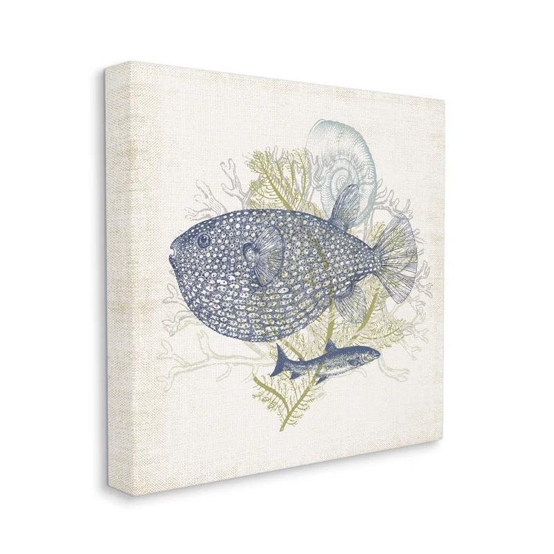 Stupell Industries " Aquatic Sea Life Rustic Seashell Layered Fish " by Victoria Barnes