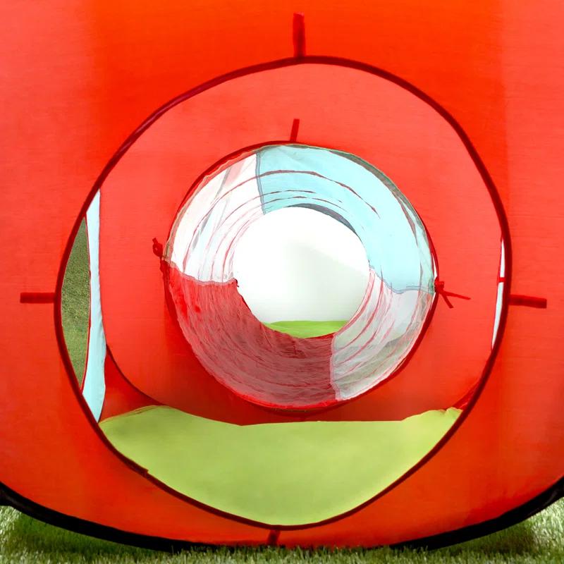 Hey! Play! 4-Piece Kids Pop-Up Tent, Cube, and Tunnel Set for Indoor and Outdoor Use Colorful Playhouse with Carrying Case