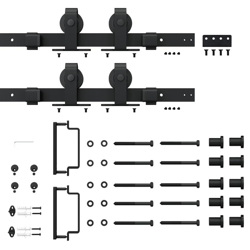 Calhome 84'' Hollow Glass with Installation Hardware Kit Barn Door