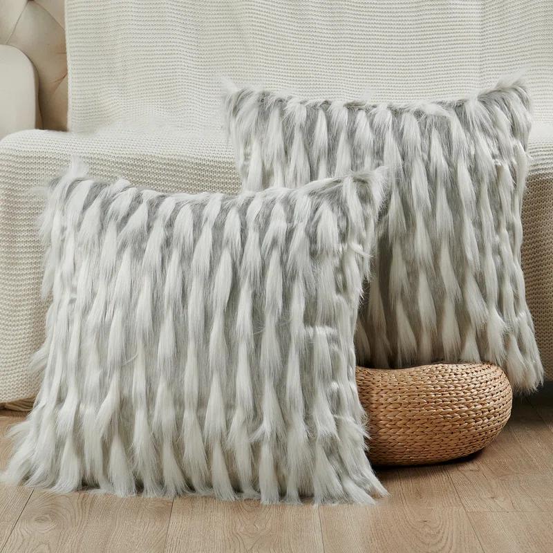 Feathery 20" Throw Pillow Cover (Set of 2)
