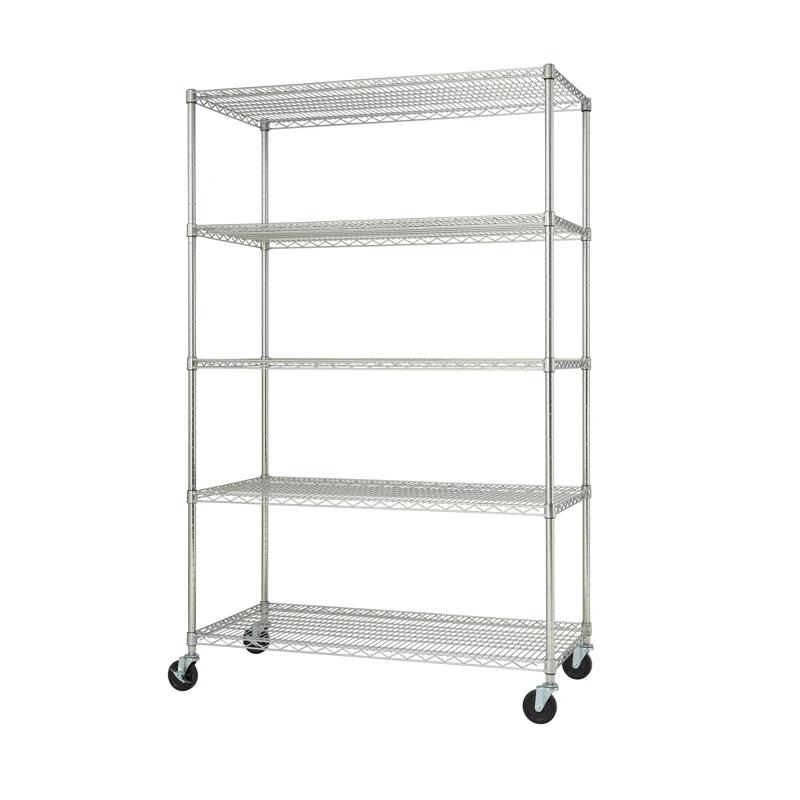 Trinity TRINITY EcoStorage 5-Tier NSF Steel Wire Shelving Unit w/ Wheels (48 in. W x 24 in. D)