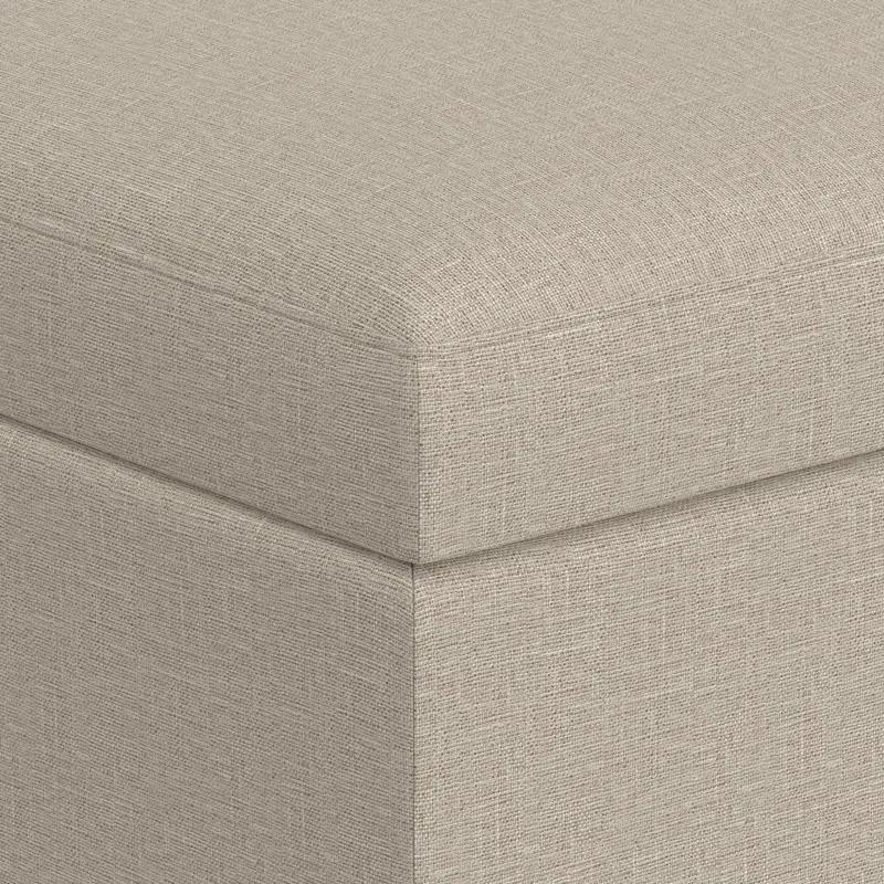 Simpli Home Owen 34"W Upholstered Coffee Table Storage Ottoman with Lift Top and Solid Wood Legs