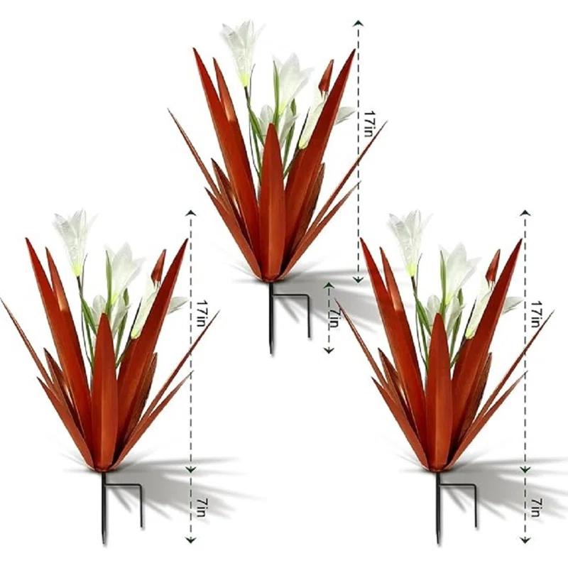 17 Stories Metal Agave Plant Outdoor Decoration Outdoor Garden Decoration Lily Mexican Yard Art Plant Garden Agave Lily Decorative Garden Gift (Set of 3)