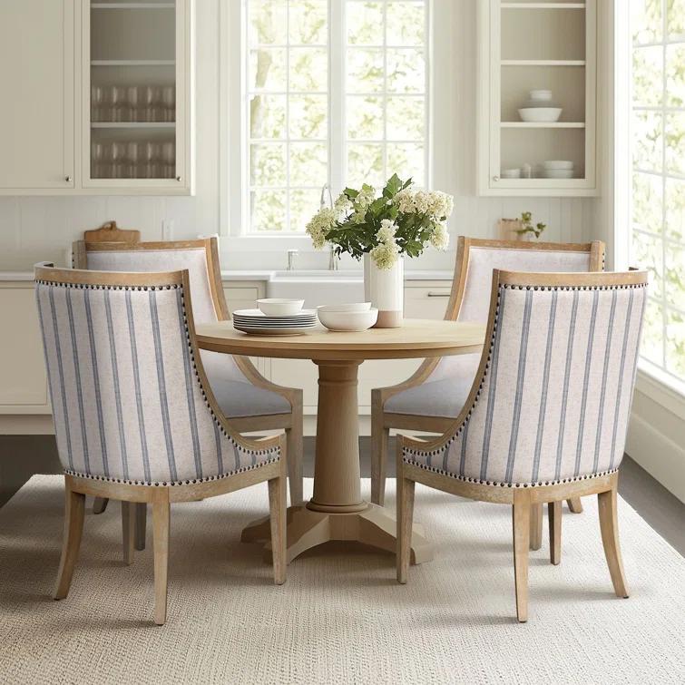 Martha Stewart Martha Stewart Elmcrest Wood Upholstered  Dining Chair with Nailhead Trim