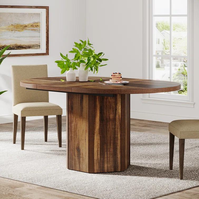 Millwood Pines 55 Inch Oval Dining Table With Wood Base For Dining Room, Kitchen