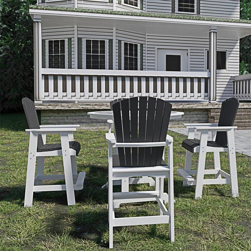 Ceballos Patio Bar Table Set High Top Outdoor Table And Chairs Set Of 5 Bar Table & Stools Set With Tall Adirondack Chairs Set For 4