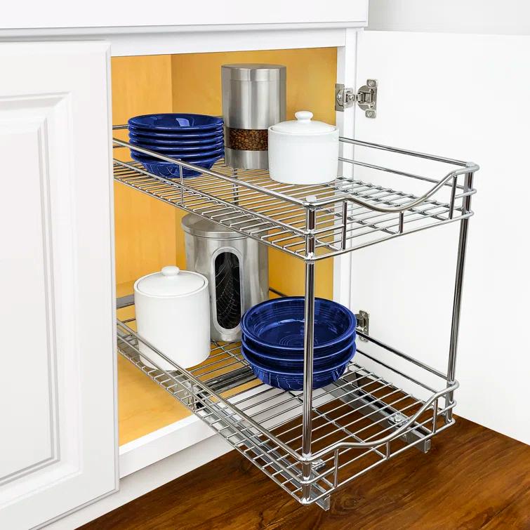 LYNK PROFESSIONAL LYNK PROFESSIONAL Pull Out Cabinet Organizer (2 Tier) Slide Out Drawers for Kitchen, Chrome