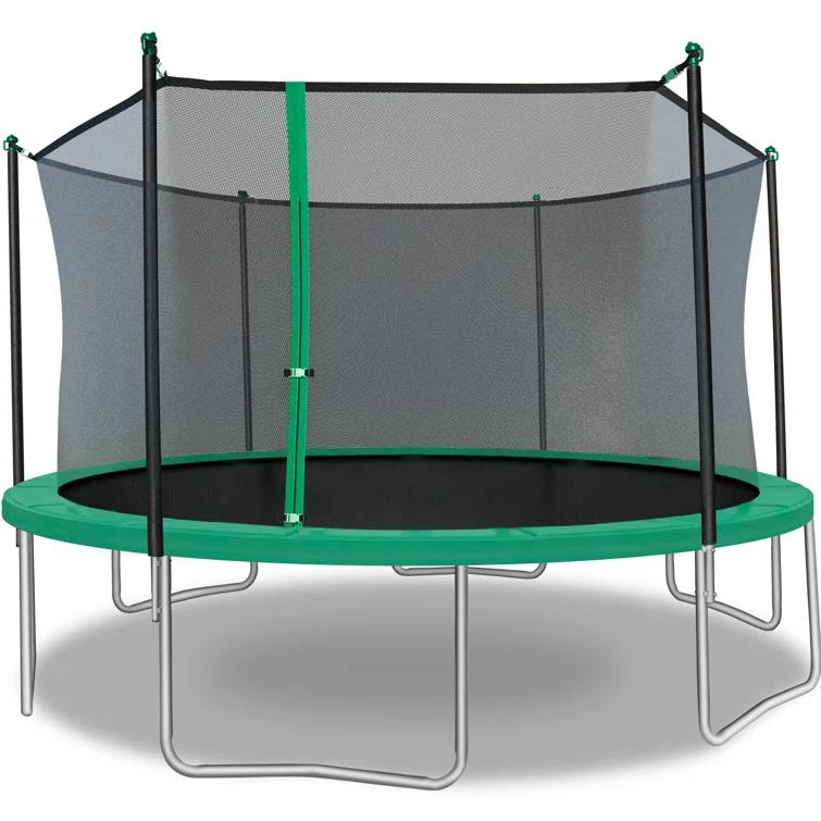 TruJump Sportspower TruJump 14' Round Trampoline with Safety Enclosure & with Lifetime Warranty on Jump Mat