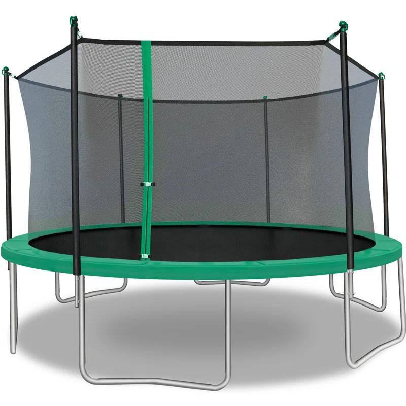 TruJump Sportspower TruJump 14' Round Trampoline with Safety Enclosure & with Lifetime Warranty on Jump Mat