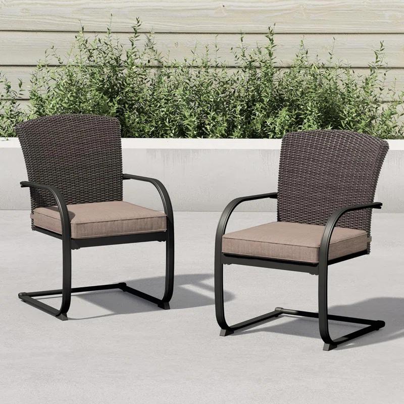 olilawn olilawn 2-piece Dining Wicker Chair Outdoor Conversation Set With Cushions C-spring Rocker Lounge Chair Set Of 2 For Yard, Garden, Backyard, Deck, Bistro-