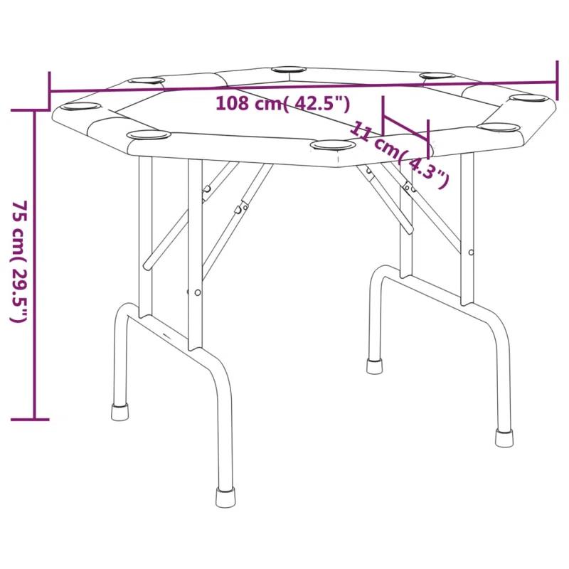 VidaXL VidaXL Folding Poker Table Texas Holdem Table 8 Players Portable Casino Table