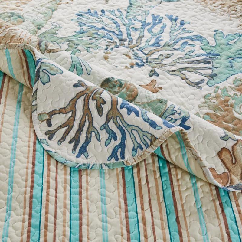 Barefoot Bungalow Atlantis Quilted Reversible Throw