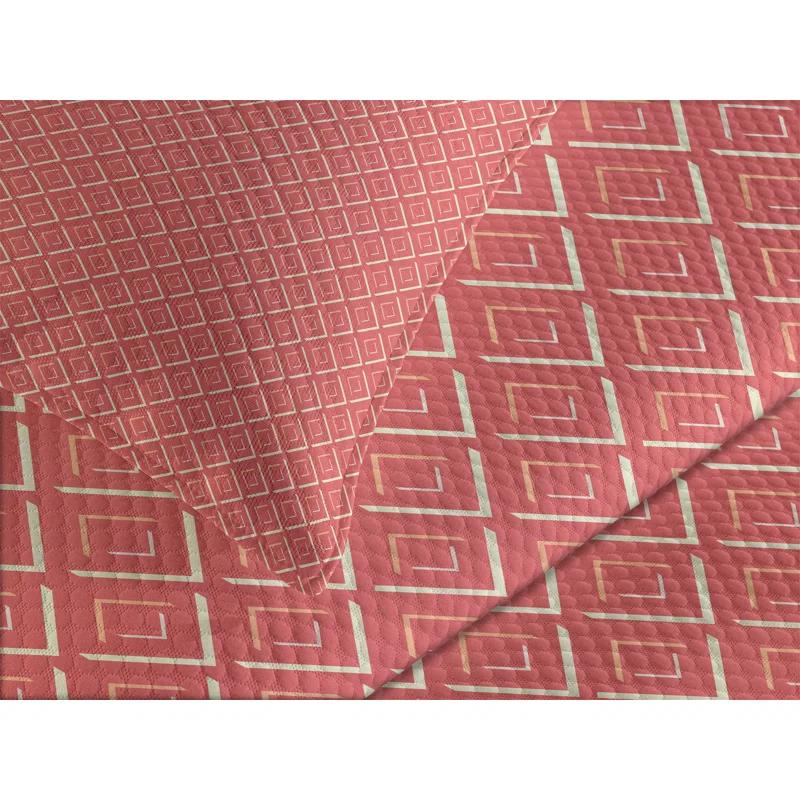 Ambesonne Ambesonne Peach Pink Bedspread Set Chevron Lines Tiles Coral Cream Salmon