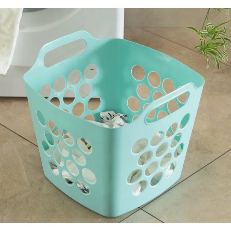 Rebrilliant Flexible Plastic Carry Laundry Basket Holder Square Storage Hamper with Side Handles