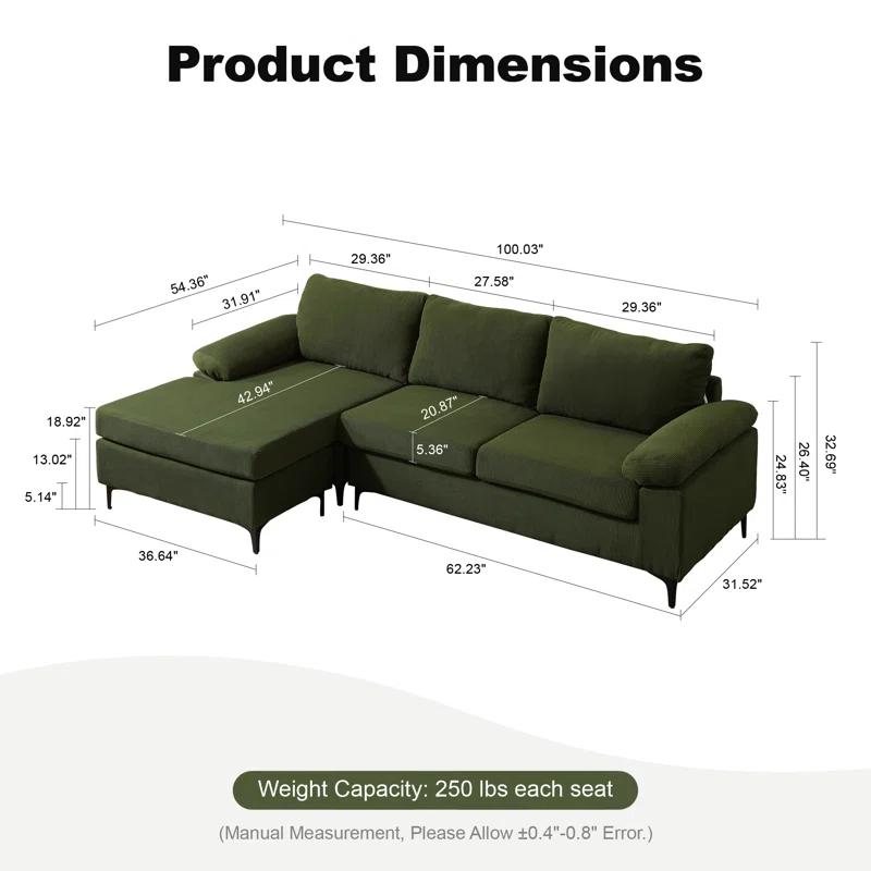 Wade Logan® Avrianna 2 - Piece Upholstered Sectional