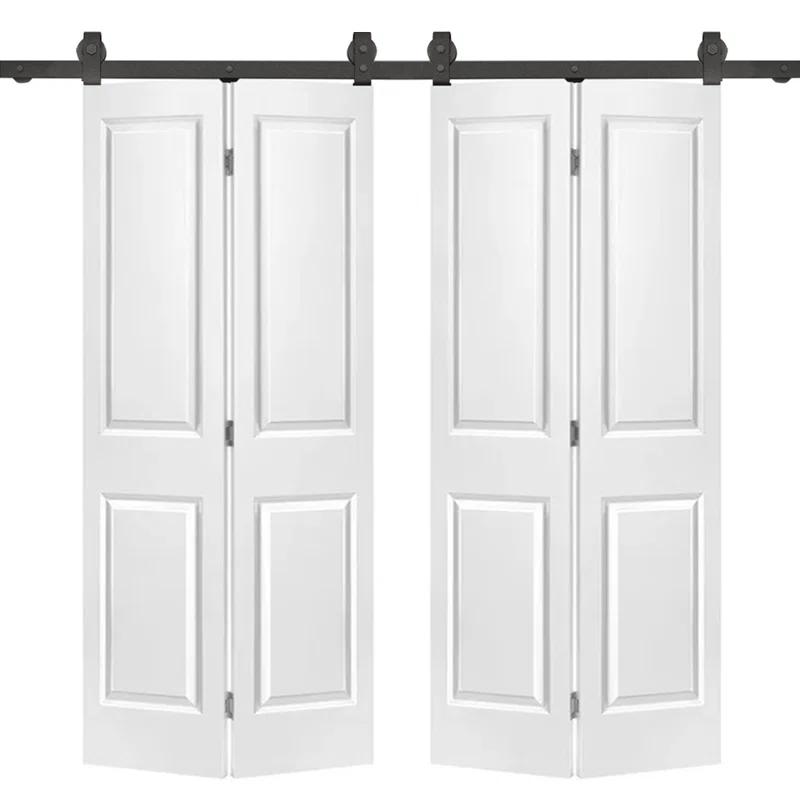 Calhome Paneled MDF Composite Double Bifold Barn Doors with Installation Hardware Kit