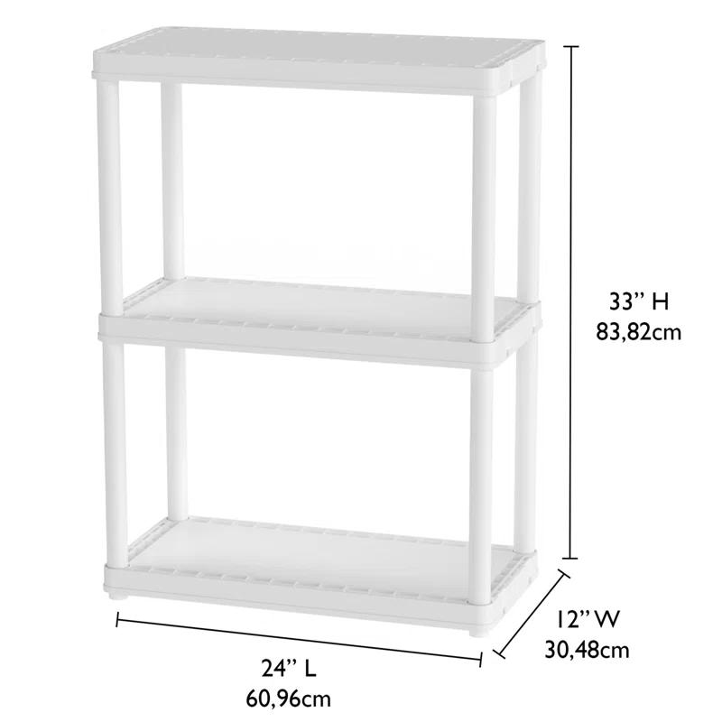 Gracious Living Gracious Living 3 Shelf Fixed Height Solid Light Duty Home Storage Unit