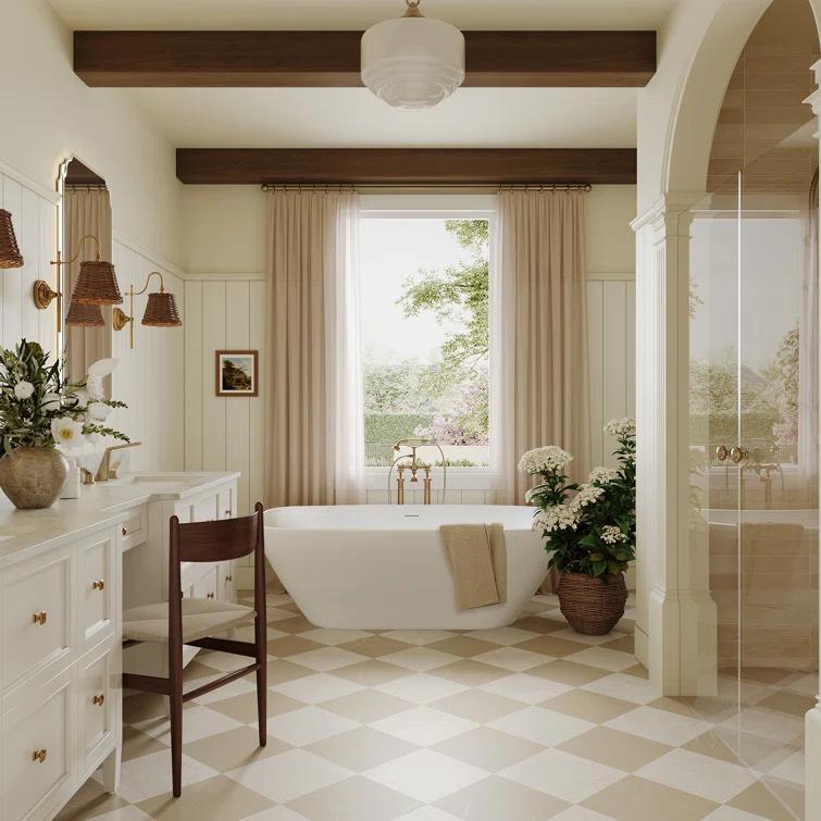 Staykiwi 67'' x 29'' Freestanding Soaking Plastic / Acrylic Bathtub JJCS04BT-67