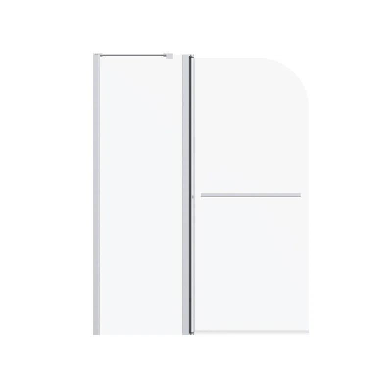 Tryimagine 43 In. W * 58 In. H Frameless Folding Shower Doors For Bathtub, 1/4" (6Mm) Thick SGCC Tempered Glass Door, Bathroom Pivot Tub Glass Door CCNPPcc-W1552P173133