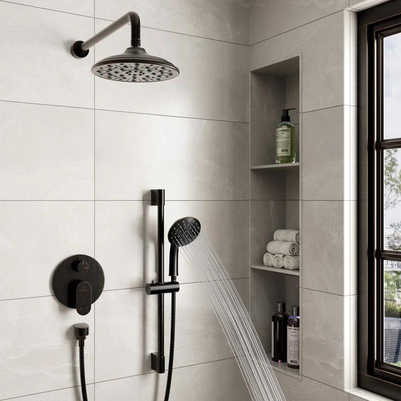 mondawe Calliope Wall Mounted 2-Function Retro Pressure-Balanced Shower System with 3 Setting Handheld MD-A3815-ORB