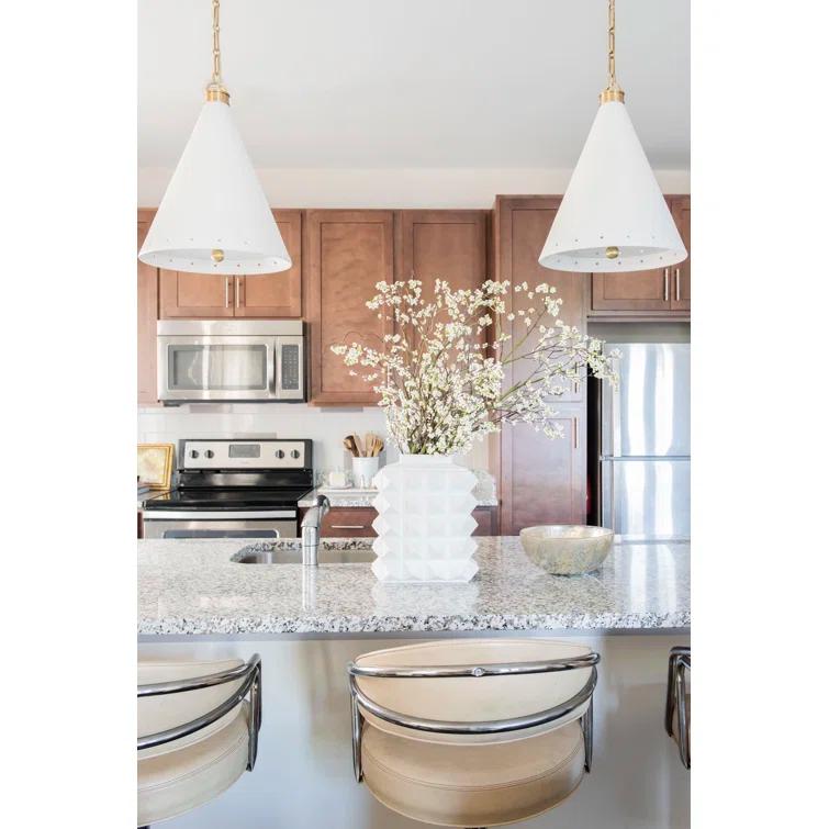 Buxton Pendant Light - White and Brass / Small