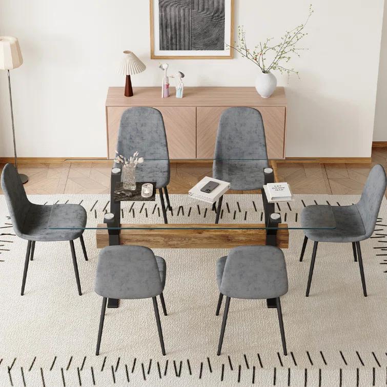 Ivy Bronx 7-Piece Glass Top Dining Table Sets | Wayfair