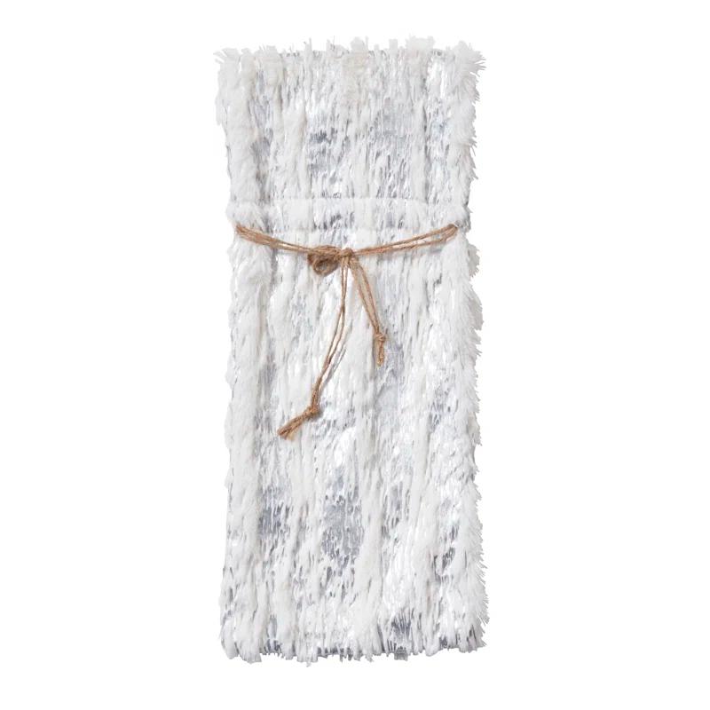 Saro Faux Fur With Brushed Metallic Foil Print Bottle Bag (Set of 12)