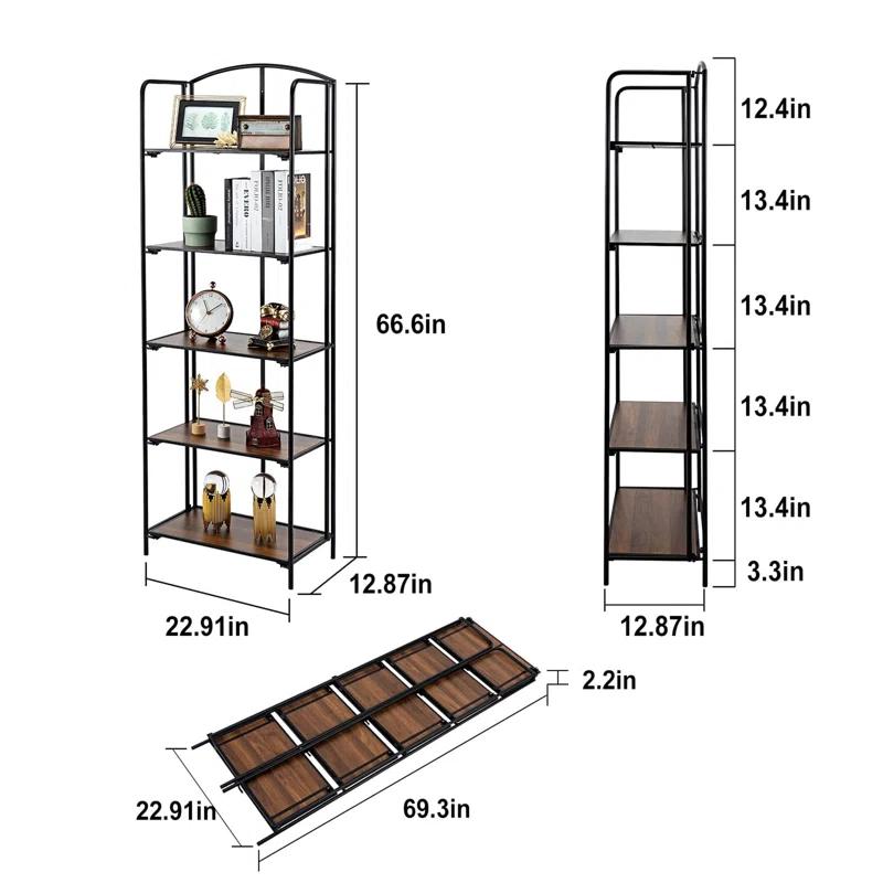 17 Stories Lejon No Assembly Folding Etagere Bookcase