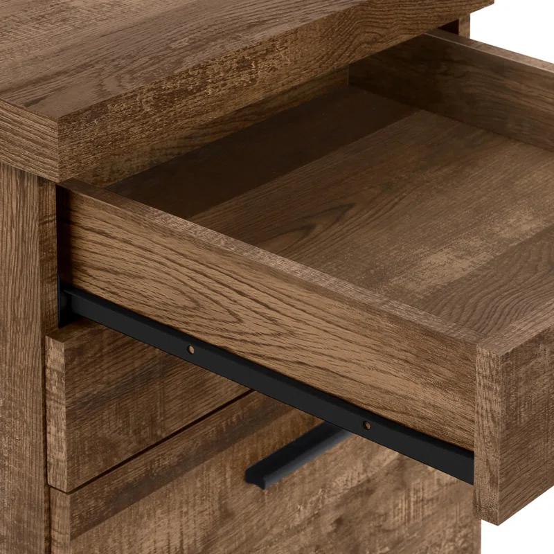 Millwood Pines File Cabinet, Rolling Mobile, Storage Drawers, Printer Stand, Office, Work, Brown Laminate, Contemporary, Modern