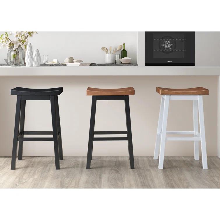 LuXeo LuXeo Lakewood Solid Wood Saddle Barstool (Set of 2)
