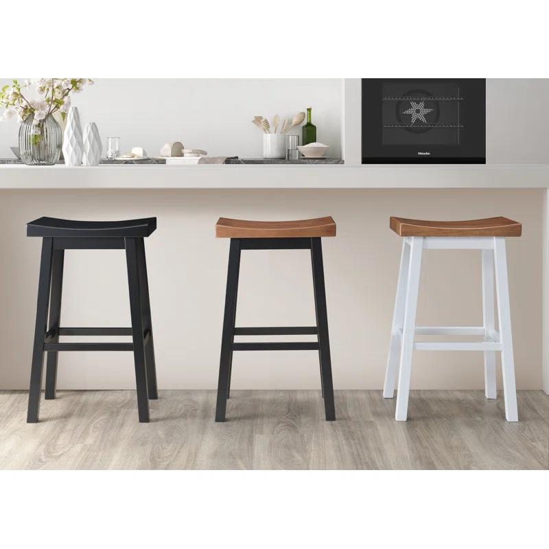 LuXeo LuXeo Lakewood Solid Wood Saddle Barstool (Set of 2)