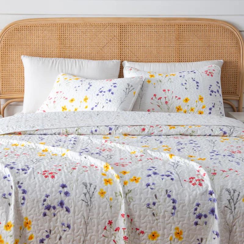 FreshFolds Bright & Colorful Tiny Floral Quilt Set with Shams