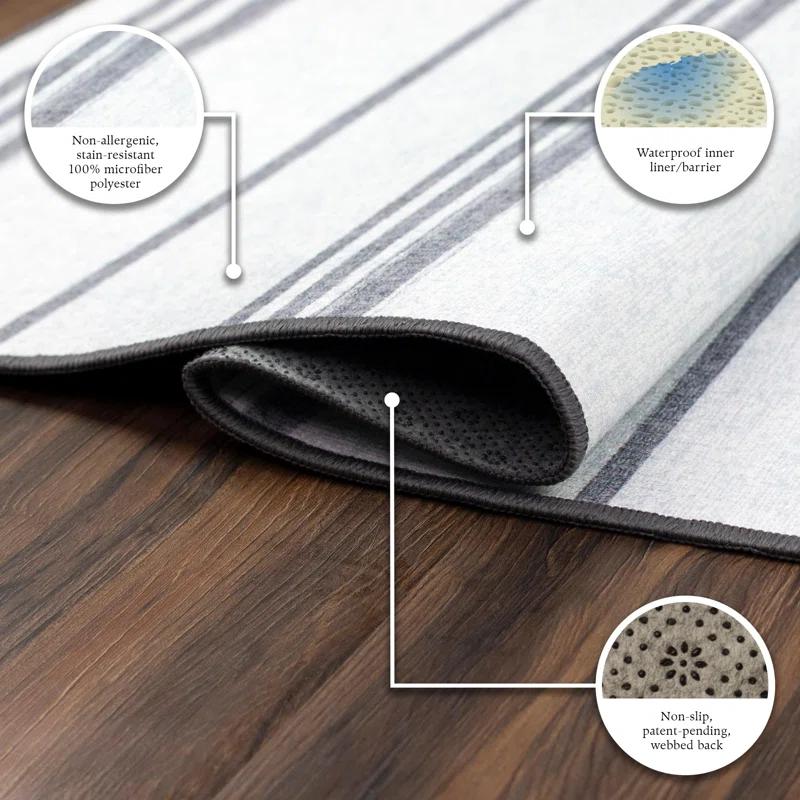 My Magic Carpet Stripe Grey And White Striped Flatweave Brown/White Area Rug | Wayfair