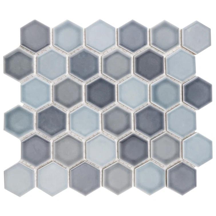Merola Tile Hudson Due 2" Hex 10-7/8 " x 12-5/8 " Porcelain Mosaic Floor and Wall Tile