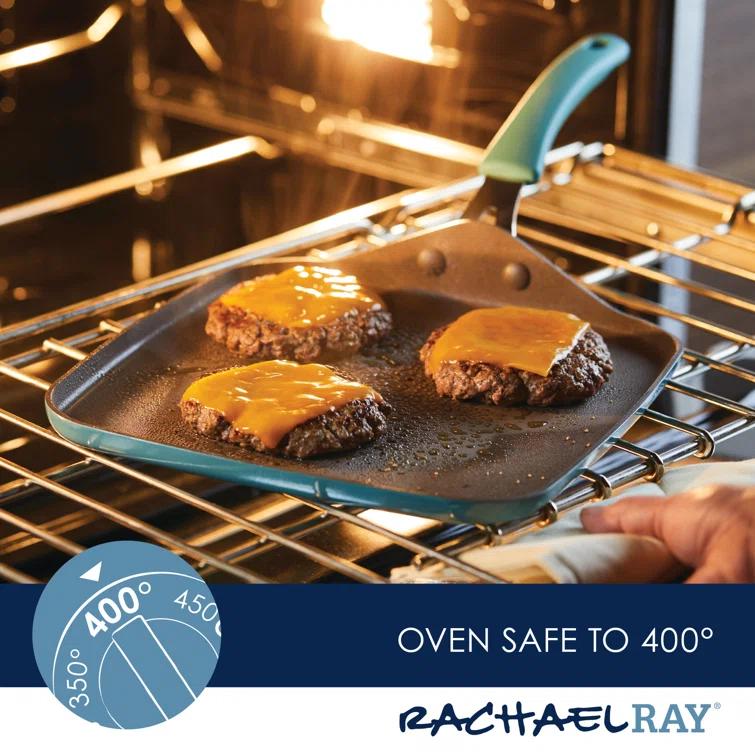 Rachael Ray Rachael Ray Cook + Create Aluminum Nonstick Square Stovetop Griddle Pan, 11-Inch