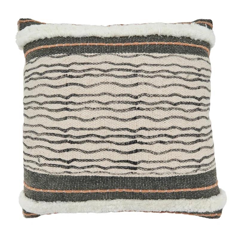 Saro Sadie Collection Appliqued Cotton Throw Pillow