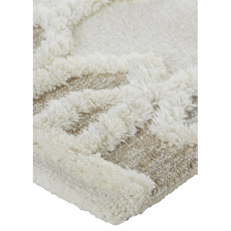 The Twillery Co.® Eulalie Geometric Handmade Tufted Wool/Cotton Ivory Area Rug