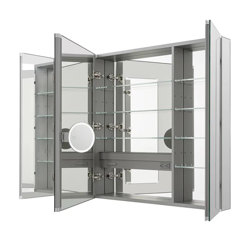 AQUADOM R3-4036E Royale Medicine Cabinet with Electrical Outlets, Defogger, Adjustable LED 3X Magnifying Mirror.