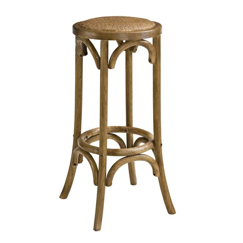 Dovecove Rae 24" Round Rattan Seat Counter Stool with Solid Wood Frame