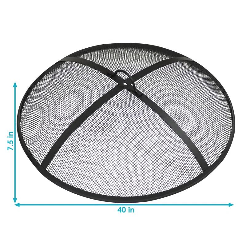 SunnyDaze Decor Heavy-Duty Round Steel Mesh Fire Pit Spark Screen with Handle
