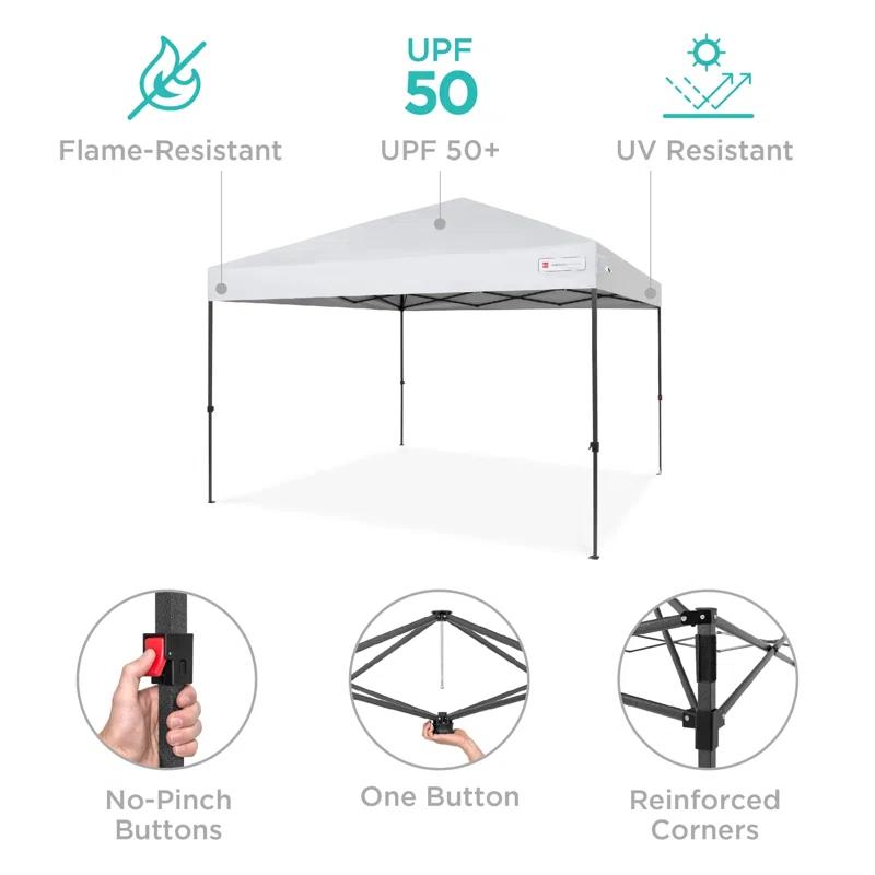 Best Choice Products Best Choice Products Easy Setup Pop Up Canopy W/ 1-Button Setup, Wheeled Case, 4 Weight Bags