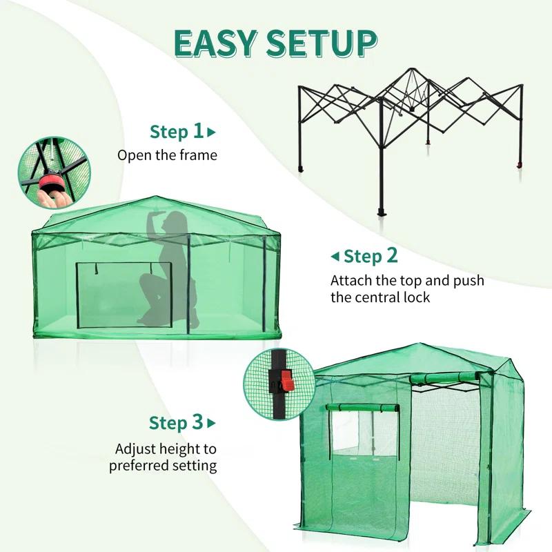 EAGLE PEAK Pop Up Greenhouses 8' X 6' Portable Instant Walk-In Garden Greenhouse & Reviews | Wayfair