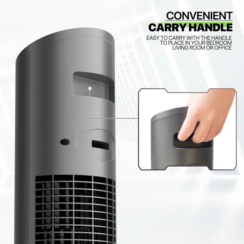 Bring Home Furniture 70° Oscillating Tower Fan with 8 Speed Settings 4 Modes LED Display Remote Control 12H Timer and Bladeless Design for Quiet Cooling in Bedroom or Home