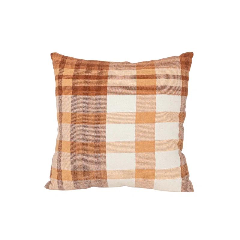Plaid Cotton Throw Pillow