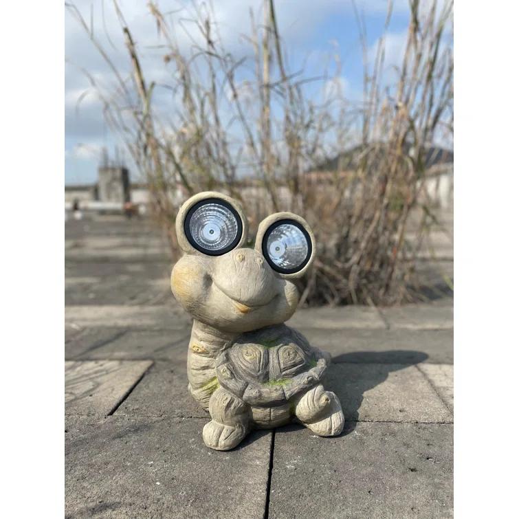 Bay Isle Home™ Swallow 15.75" Mossy Turtle Garden Statue Solar Eyes