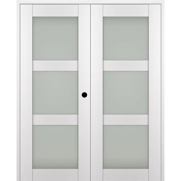 Belldinni Palladio 3 Lite Manufactured Wood and Frosted Glass Interior Double Prehung Door