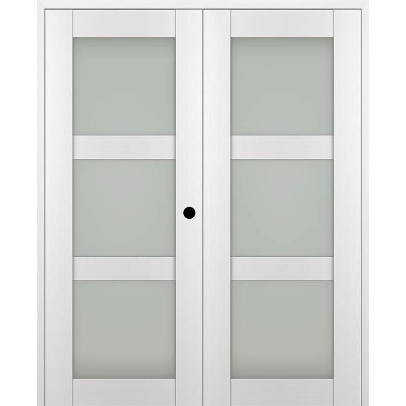 Belldinni Palladio 3 Lite Manufactured Wood and Frosted Glass Interior Double Prehung Door