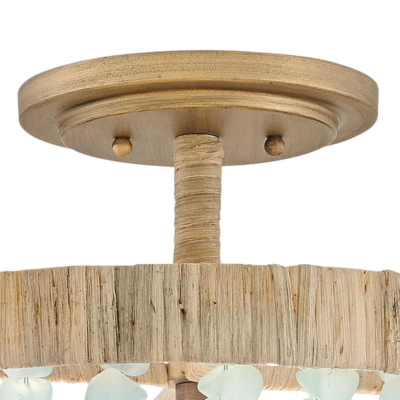 Dune Four-Light Hand-Strung Sea Glass Semi-Flush Mount Ceiling Light
