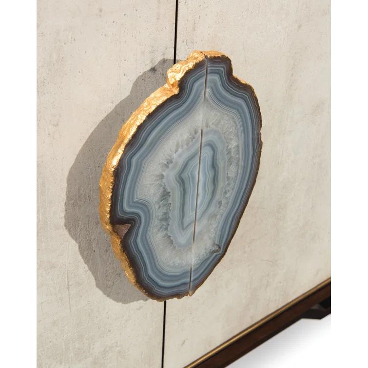 Mercia 87'' Black Walnut Credenza with Gold Accents and Agate Handles