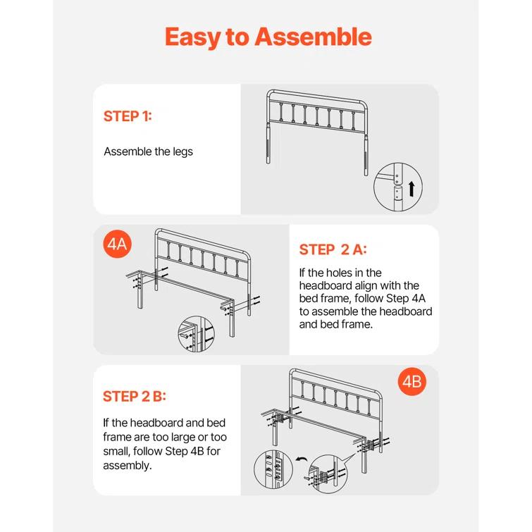 Rosalind Wheeler Metal Headboard, Queen Size Headboard with Adjustable Height, W59.65 x H40.55 x D1.5 inches, Ideal for Bedroom, Hotel, Homestay, Dormitory, Black